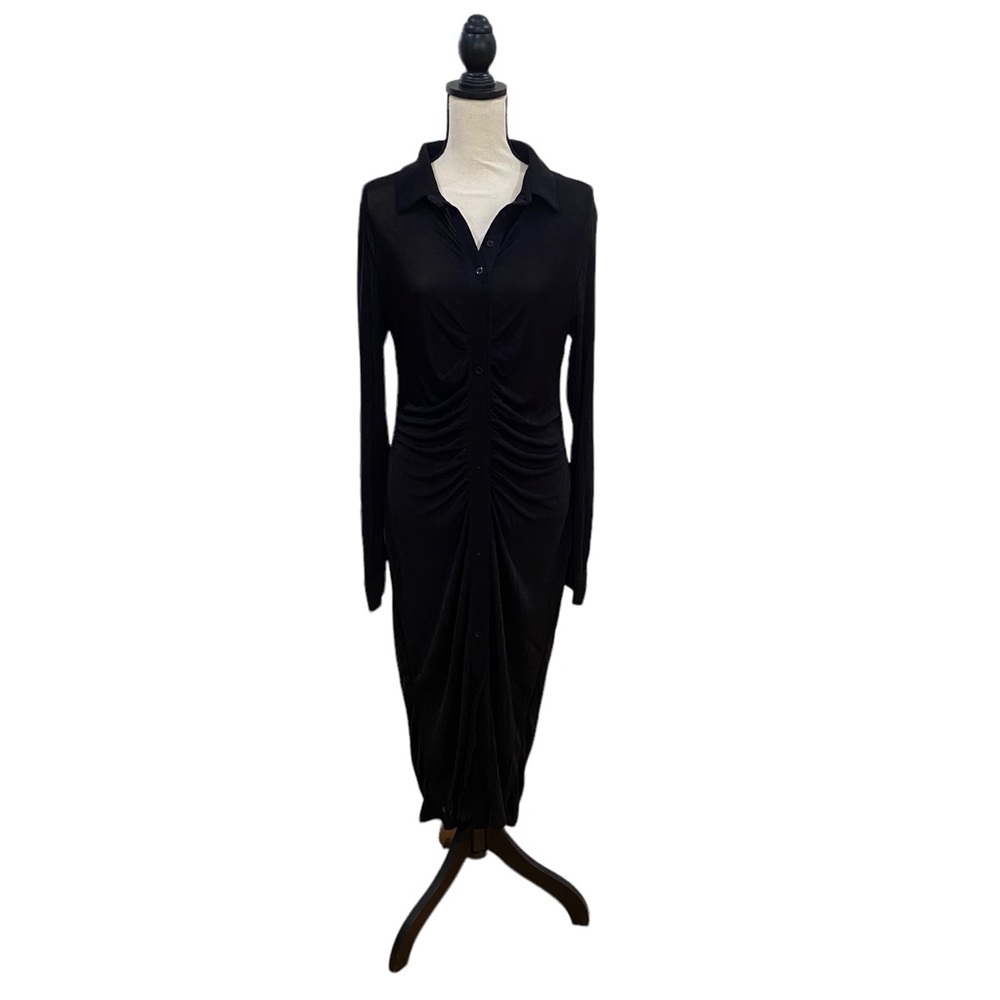 Ruched Button Up Midi Dress - Picture 1 of 3